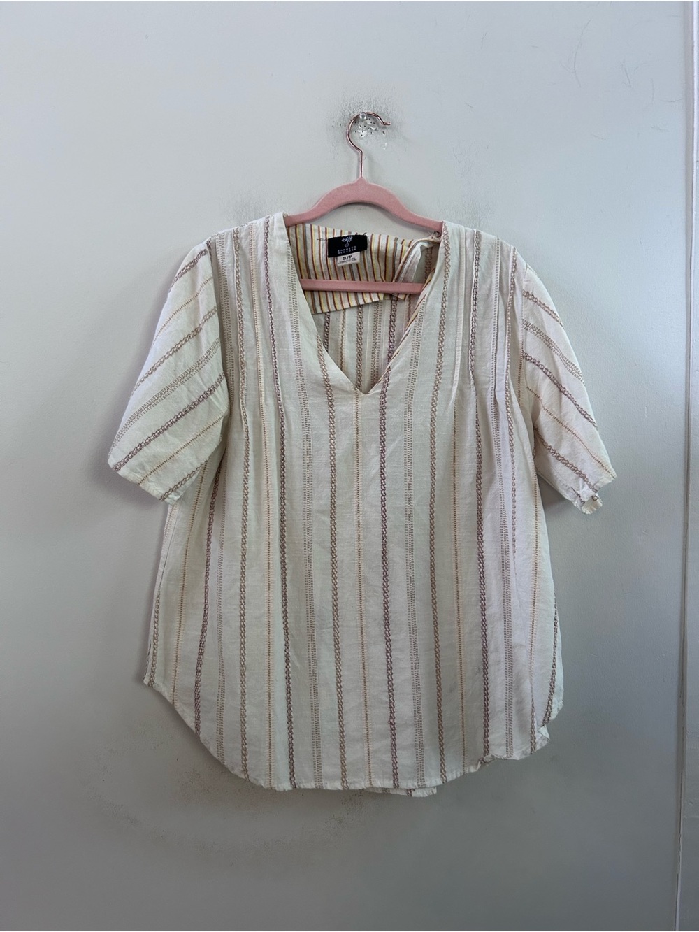 Ace & Jig striped short sleeve cotton blouse small